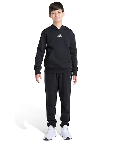 Adidas Big Boys Essential Small Logo 2-Piece Fleece Hoodie and Joggers Set