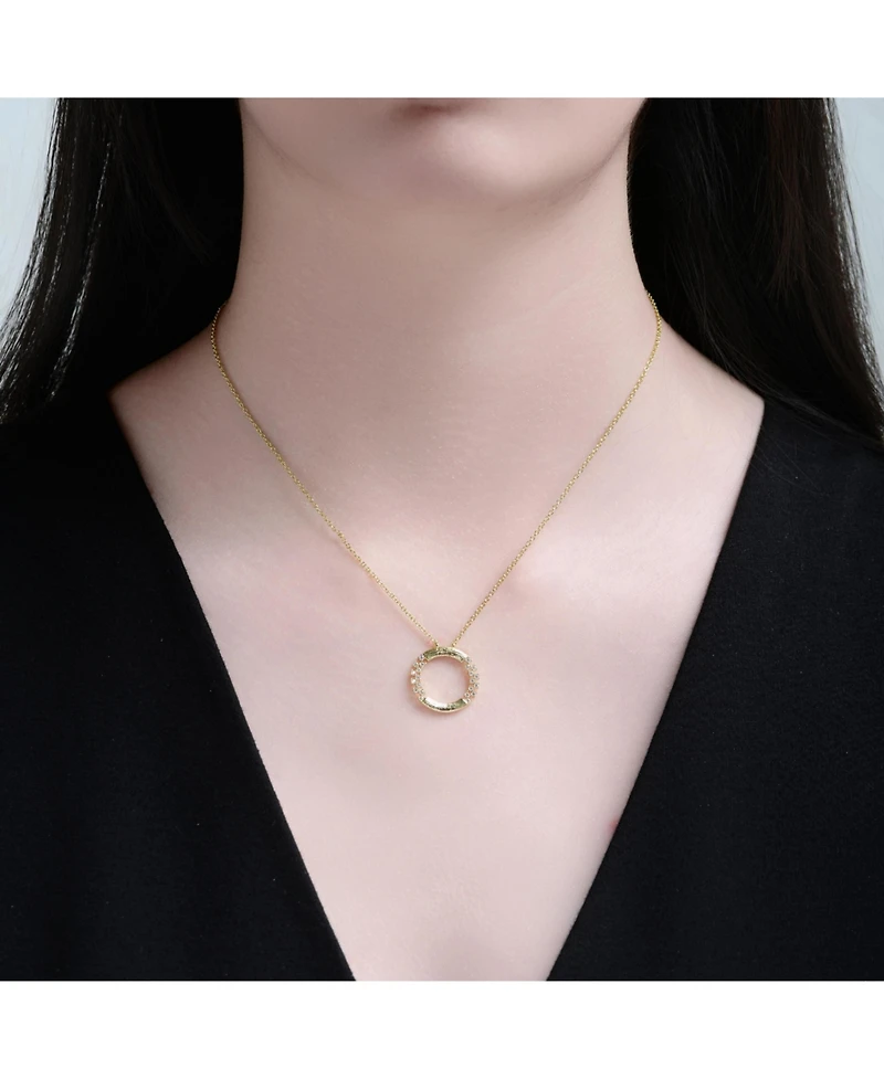 GiGiGirl 14K Gold Plated with Clear Cubic Zirconia Round Pendant Necklace