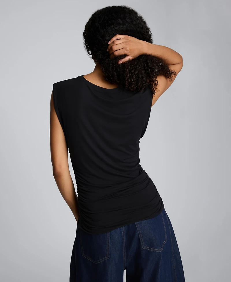 Kenneth Cole Crew Neck Side Ruched Top