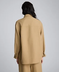 Kenneth Cole Juniors' Drop Shoulder Pinstripe Boyfriend Top