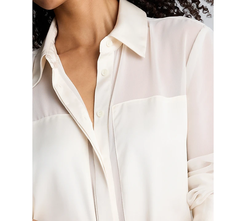 Kenneth Cole Women's' Button-Front Collar Neck Shirt