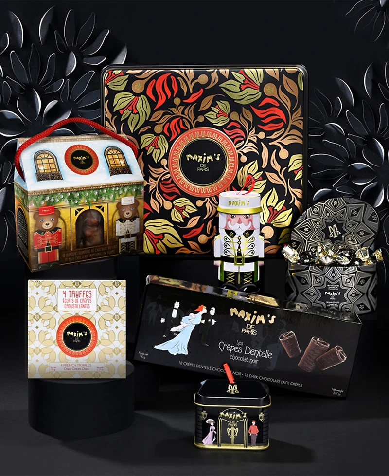 Maxim's De Paris Holiday Gourmet Chocolate Tin Gift Box, 10.4 oz
