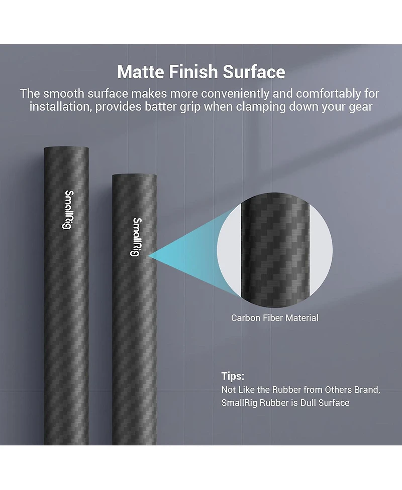 SmallRig 15mm Carbon Fiber Rod, 6", 2-Pack