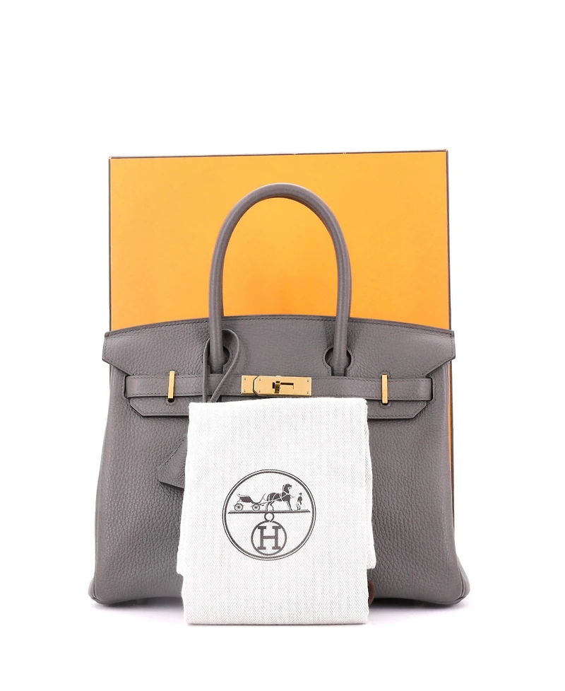 Pre-Owned Hermes Birkin 30 Handbag Grey Togo with Gold Hardware