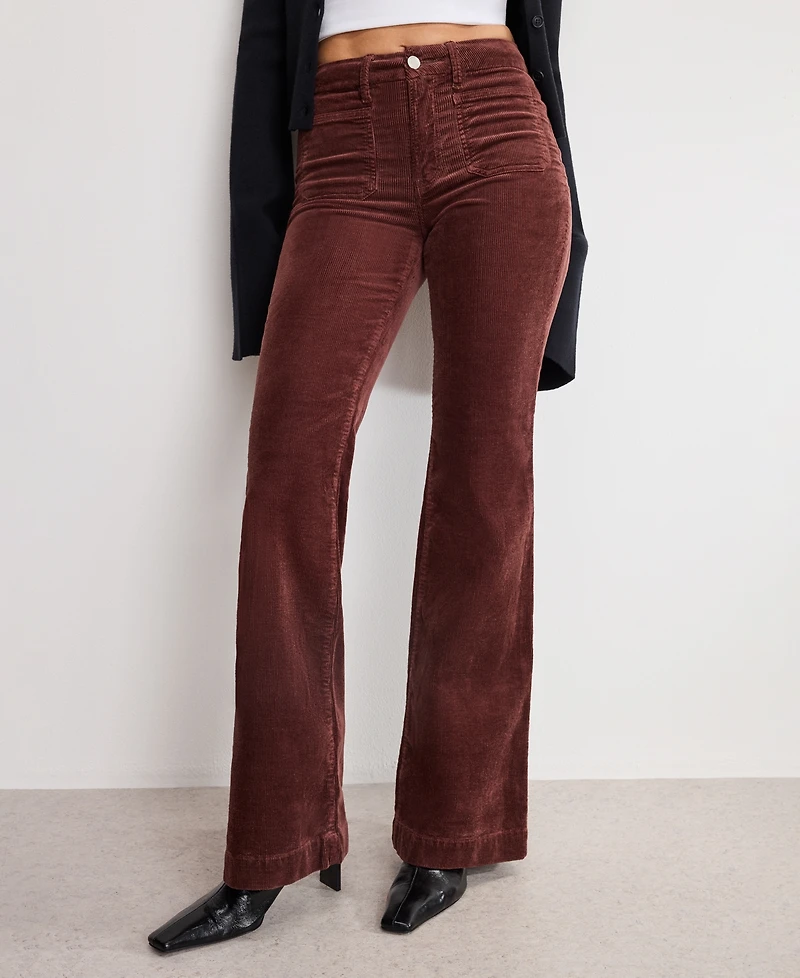 Good American Women's Flare Corduroy Mid-Rise Pants