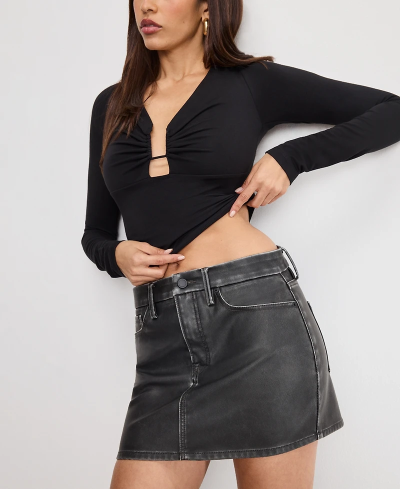 Good American Women's Faux-Leather Mini Skirt