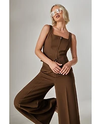 Nasty Gal Women's Tailored Zip Front Wide Leg Pants