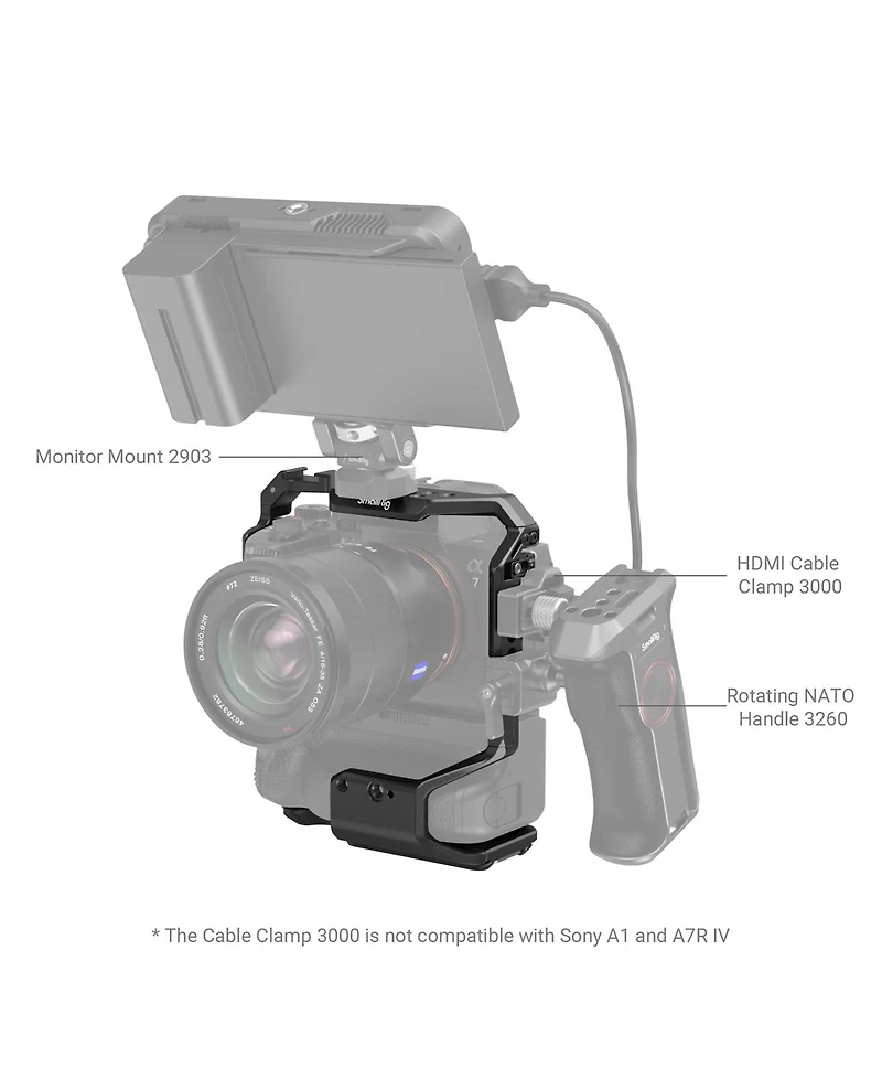 SmallRig 3594 Full Camera Cage for Sony Alpha 7S Iii/Alpha 7 Iv/Alpha 7R Iv/Alpha 1 with Vg-C4EM Battery Grip