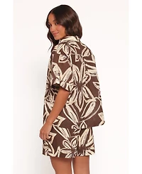 Petal and Pup Pacifica Button Up Shirt - Chocolate Floral L