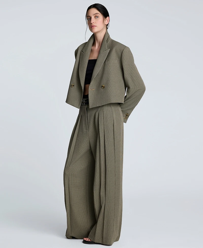 Kenneth Cole Women's Houndstooth High Rise Belted Trousers