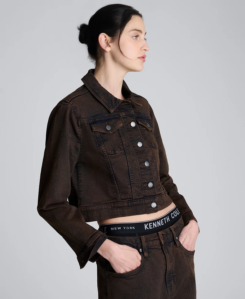 Kenneth Cole Women's Cropped Trucker Jacket
