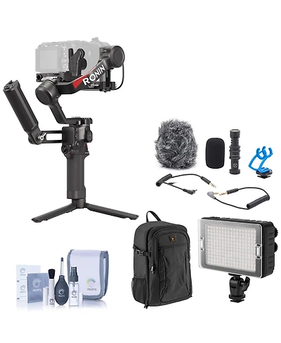 Dji Rs 4 Combo, Bundle with On-Camera Led Light, Shotgun Microphone and Backpack