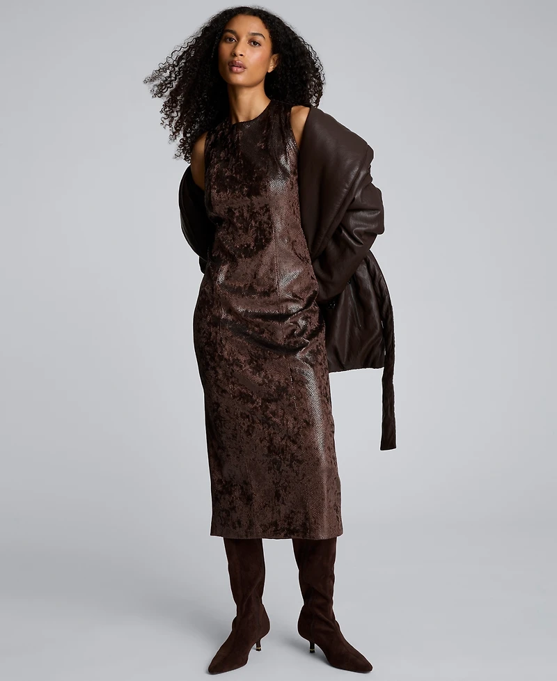 Kenneth Cole Women's Crewneck Velvet Midi Dress