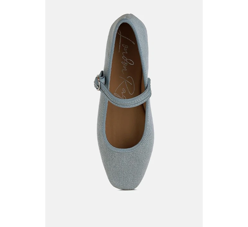 Iker Classic Denim Pin Buckle Womens Ballerinas