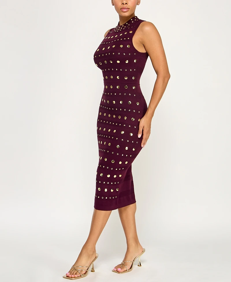 Invitee Juniors' Mock Neck Studded Sweater Dress