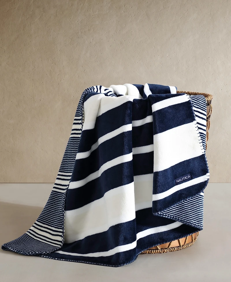 Nautica Printed Reversible Lush Throw, 70" x 50"