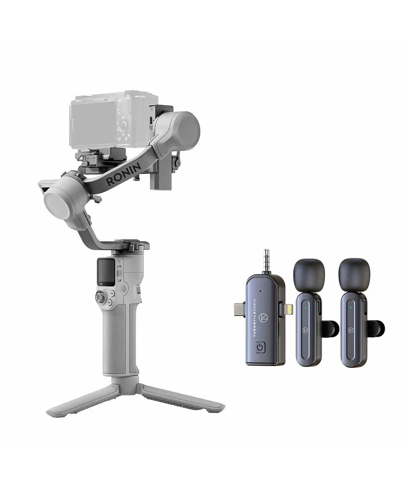Dji Rs 4 Mini 3-Axis Handheld Gimbal Stabilizer + Turnstile Audio 3-In-1 Multifunctional Wireless Lavalier Microphone