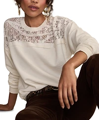 Lucky Brand Women's Lace Detail Long Sleeve Top