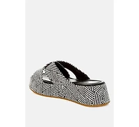 Modura Raffia Flatform Slip Ons Women