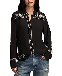 Lucky Brand Women's Embroidered Long Sleeve Shirt