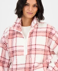 Planet Heart Juniors' Printed Quarter-Zip Sherpa Jacket