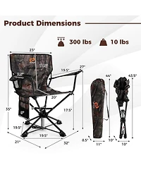Costway 360° Swivel Hunting Chair with Mesh Cup Holder & Storage Pockets Cozy Backrest