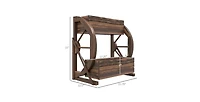 2-Planter Garden Wagon Wheel in Fir Wood, Farmhouse Style Outdoor Decor