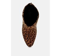 Veyara Leopard Print Block Heel Boots Women