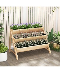 Gymax 3-tier Raised Garden Bed w/2 Side Hooks Storage Shelf Garden Planter for Flowers