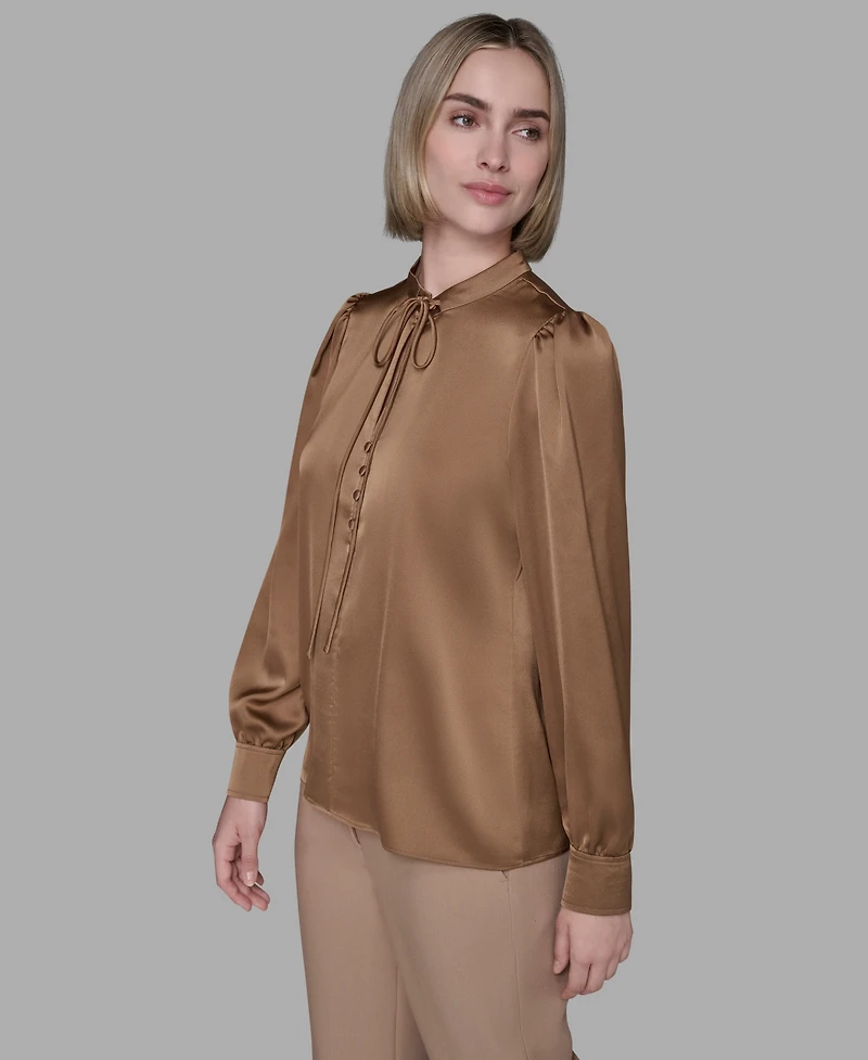 Karl Lagerfeld Paris Women's Tie Neck Top