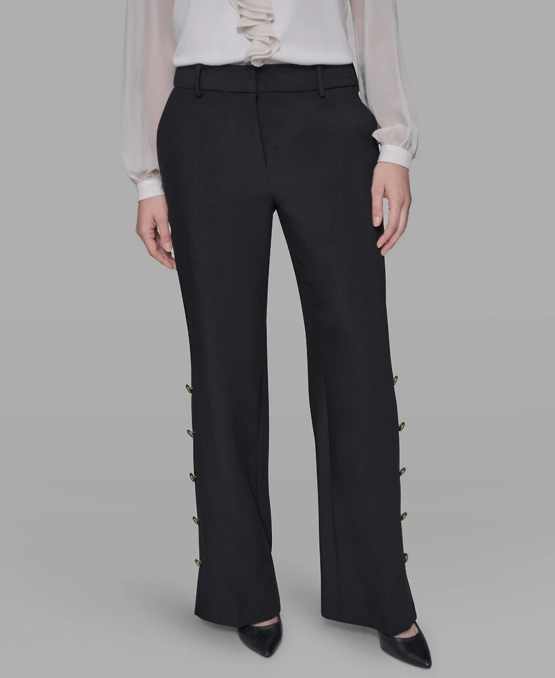 Karl Lagerfeld Paris Women's Mid-Rise Flared Pants