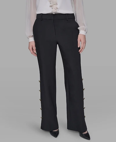 Karl Lagerfeld Paris Women's Mid-Rise Flared Pants