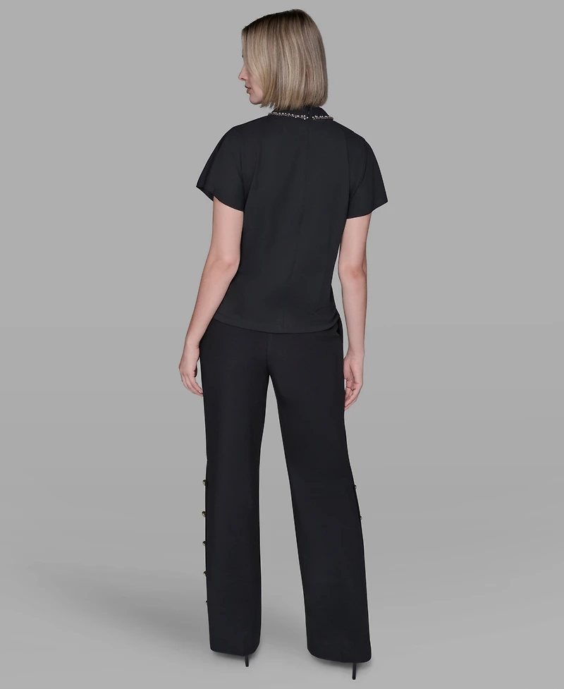 Karl Lagerfeld Paris Women's Mock Neck Top