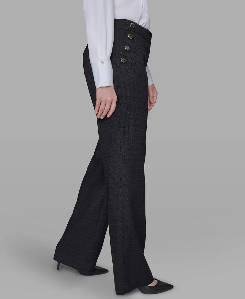 Karl Lagerfeld Paris Women's Mid-Rise Flared Pants