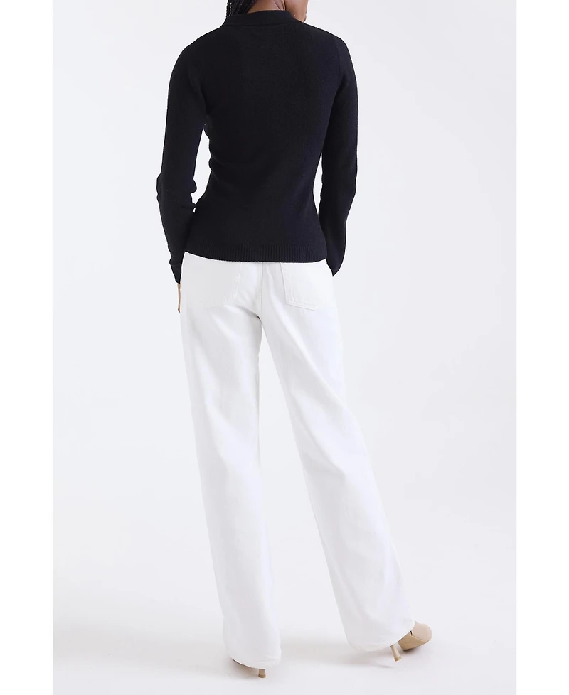 1982 Women's Amaya Cashmere Button Detail Polo Top