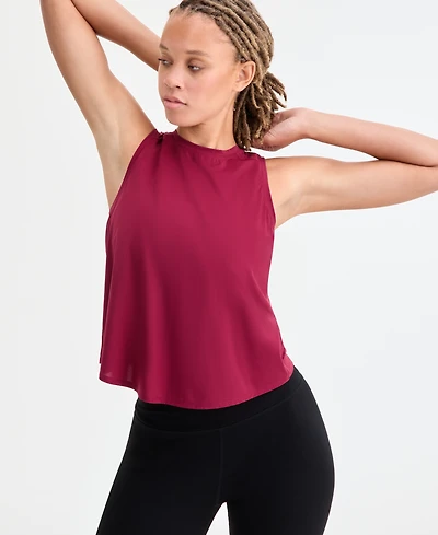 Id Ideology Women's Crewneck Back-Slit Knit Tank Top, Macy's Exclusive