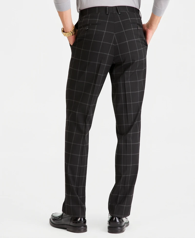 Tayion Collection Men's Classic-Fit Windowpane Suit Separates Pants