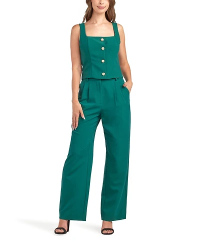 Bcx Women's Twill Pleated Wide Leg Pants