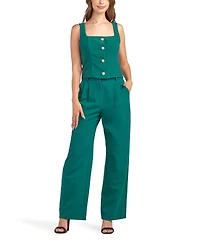 Bcx Women's Twill Pleated Wide Leg Pants
