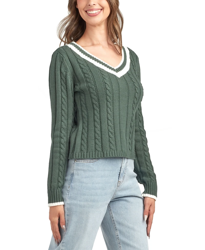Bcx Juniors' V-Neck Long Sleeve Sweater