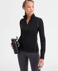 Id Ideology Women's Studio Quarter-Zip Contrast-Stitch Top, Macy's Exclusive