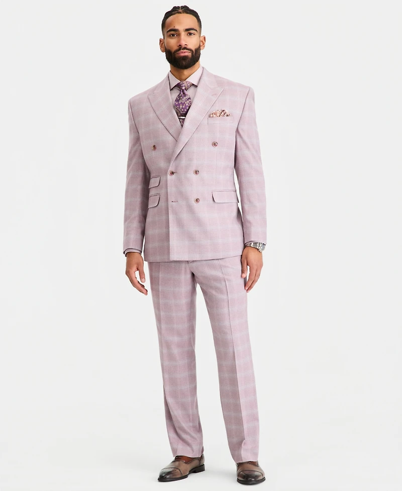 Tayion Collection Men's Classic-Fit Double-Breasted Dusty Rose Suit Separates Jacket