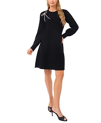 CeCe Women's Beaded Ribbon Long Sleeves Sweater Dress