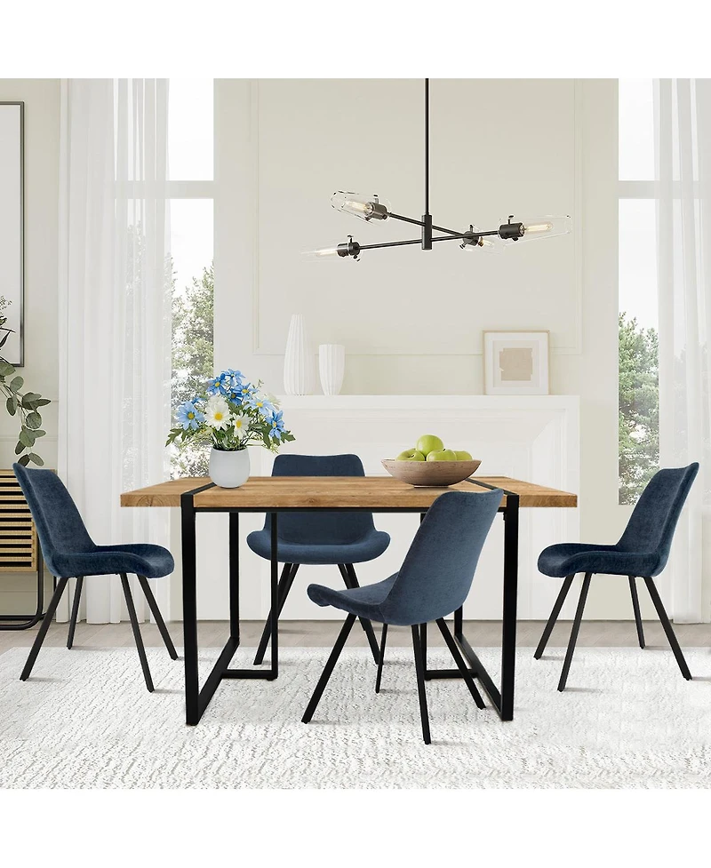 Maison Boucle Modern 59-Inch Dining Table with Four Stylish Chairs - Sleek Design for Contemporary Spaces