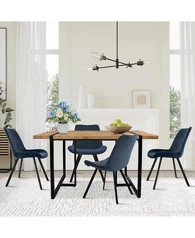 Maison Boucle Modern 59-Inch Dining Table with Four Stylish Chairs - Sleek Design for Contemporary Spaces