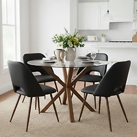Maison Boucle Elegant 5-Piece Dining Set: 39.4-Inch Round Glass Table with 4 Chic Chairs for Modern Spaces-Maison