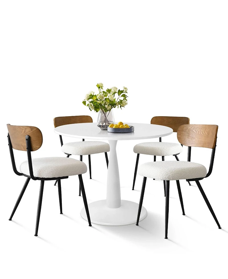Elegant 5-Piece Dining Set Featuring a 35-Inch Round Table with 4 Stylish Chairs for Modern Dining Spaces-Maison Boucle