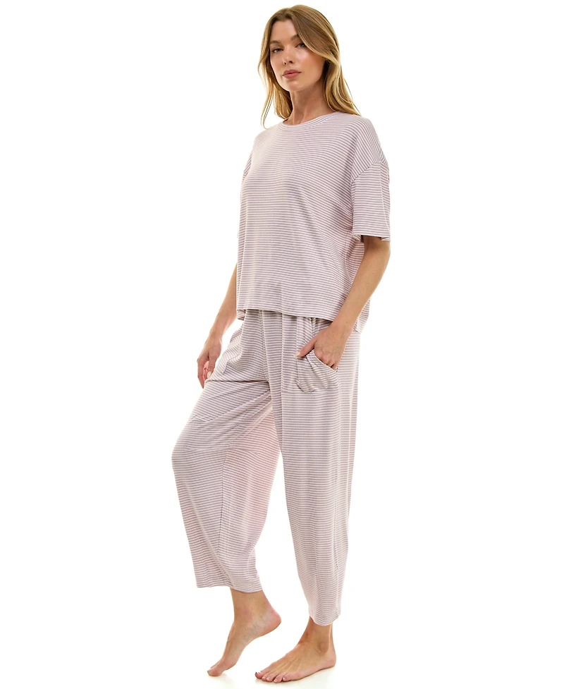 Roudelain Women's Boxy T-Shirt and Barrel Leg Pants Set
