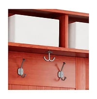 Solid Wood White Hall Tree 8 Pair Shoe Storage Bench 4 Bins and 6 Hooks
