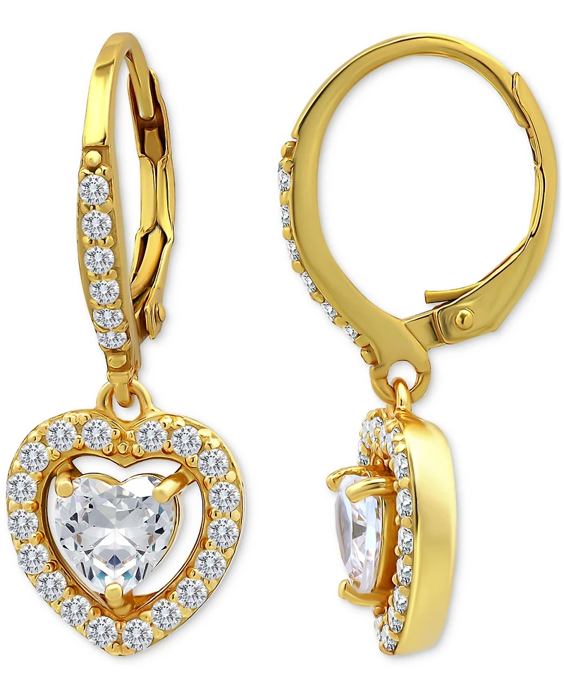 Giani Bernini Heart Earrings (2-1/8 ct.t.w) in 18K Gold Plated Sterling Silver, Macy's Exclusive